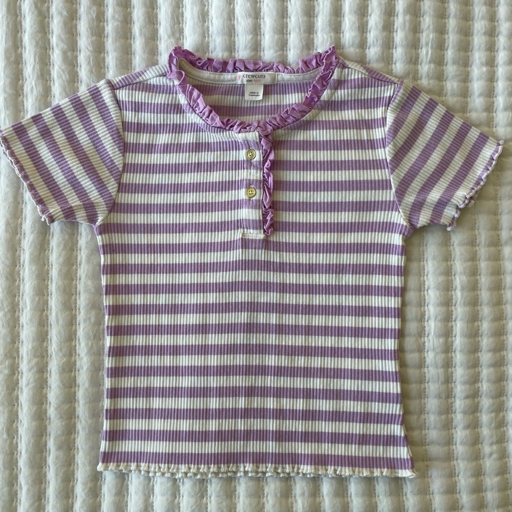 Crewcuts Purple and White Striped Button Down Shirt